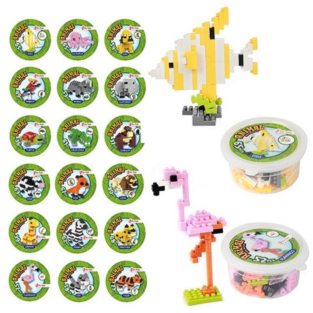 KOCKE ZA SLAGANJE MINI ŽIVOTINJE 18, 360 SORTIRANO 7X7X3,5 C