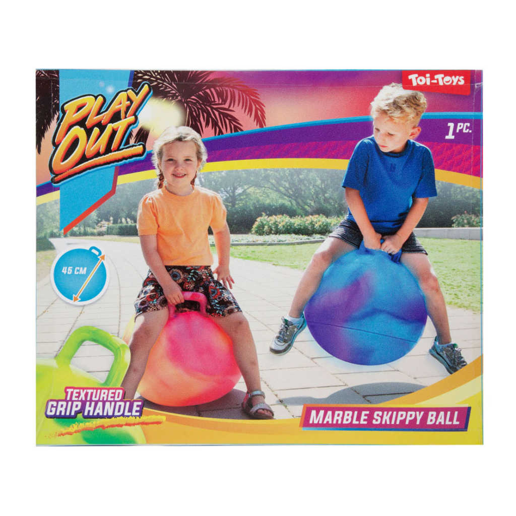 PLAY OUT LOPTA ZA SKAKANJE S RUČKOM 45CM 4ASST